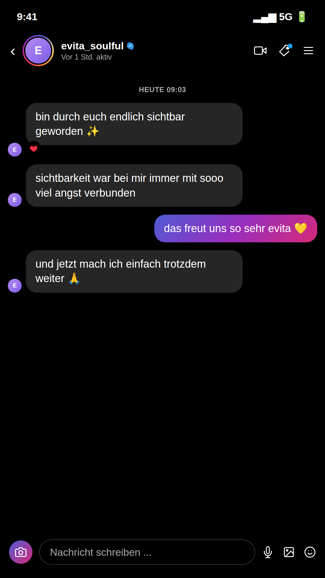 Instagram-Nachricht von Evita
