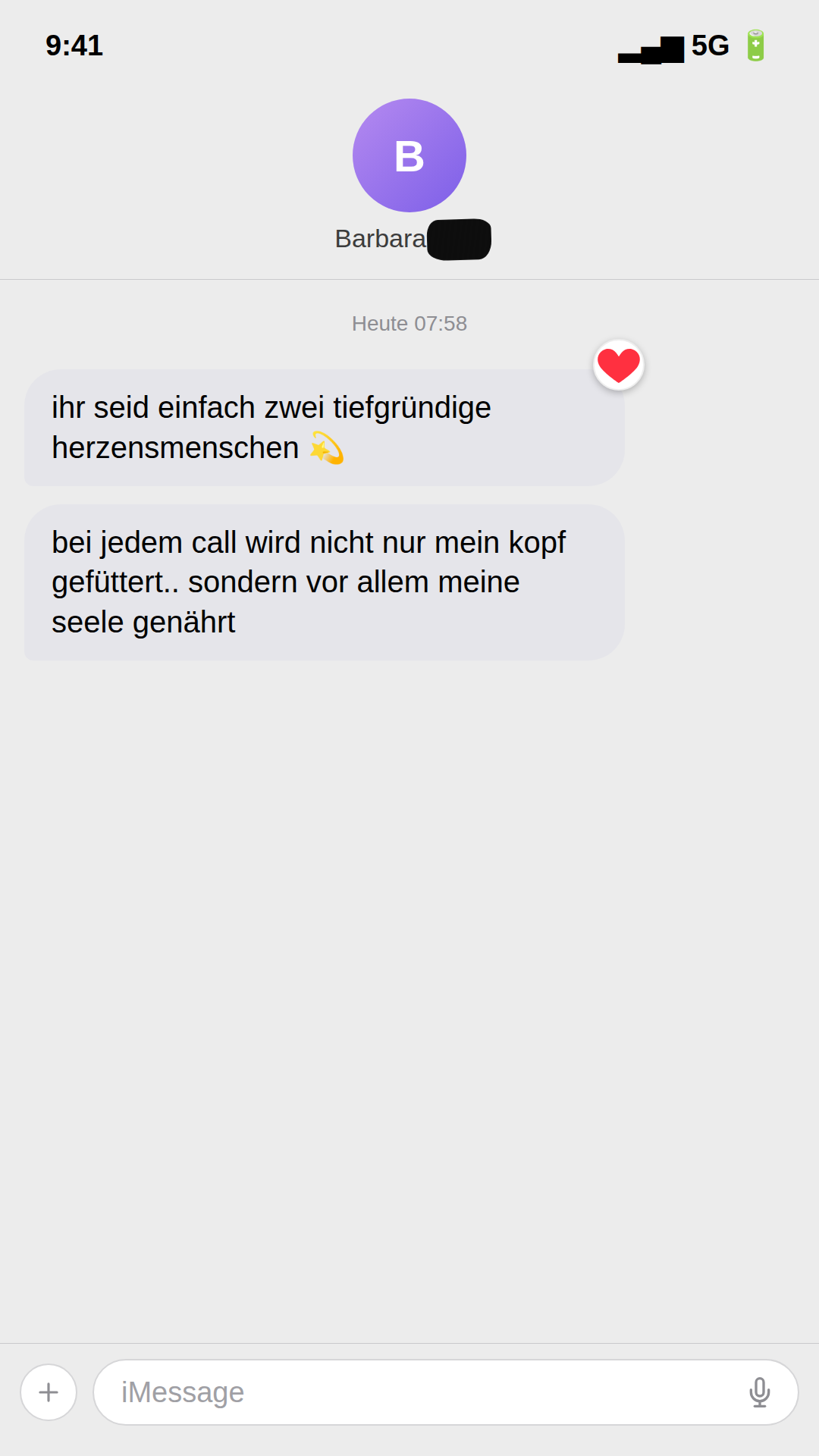 Originale Nachricht von Barbara