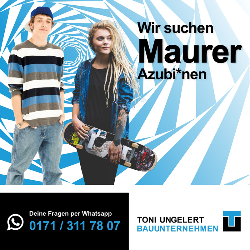 Azubi-Stellenanzeigen-Banner auf Instagram für Bauunternehmen