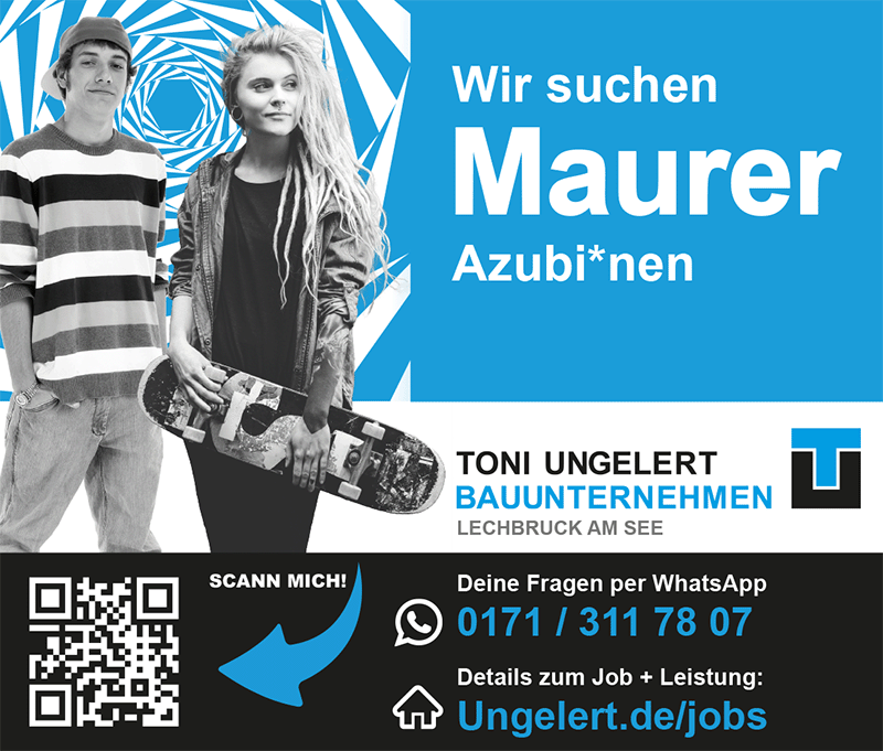 Gestaltung Stellenanzeige für Bauunternehmen Azubinen-Azubis