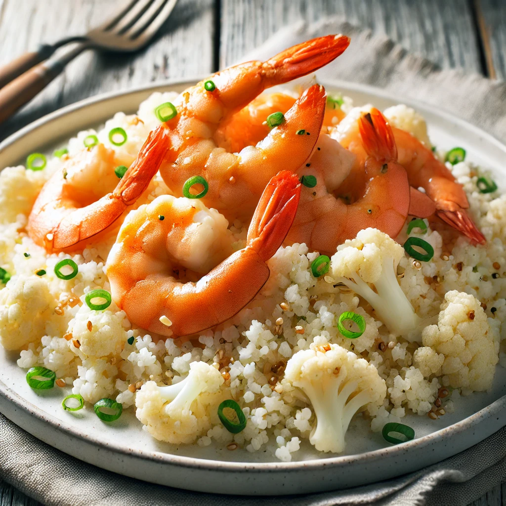 Low-Carb Blumenkohlreis mit Garnelen