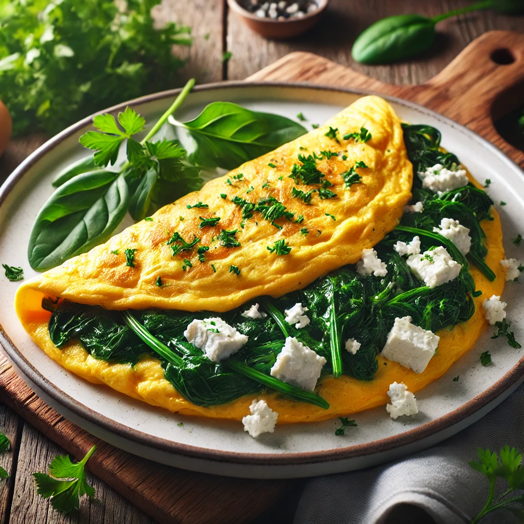 Omelette mit Spinat und Feta