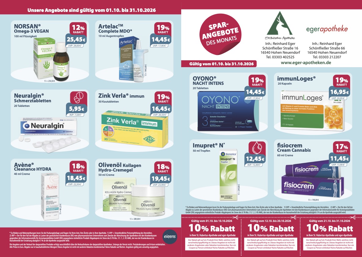 Angebots-Flyer Vorder- und Rückseite