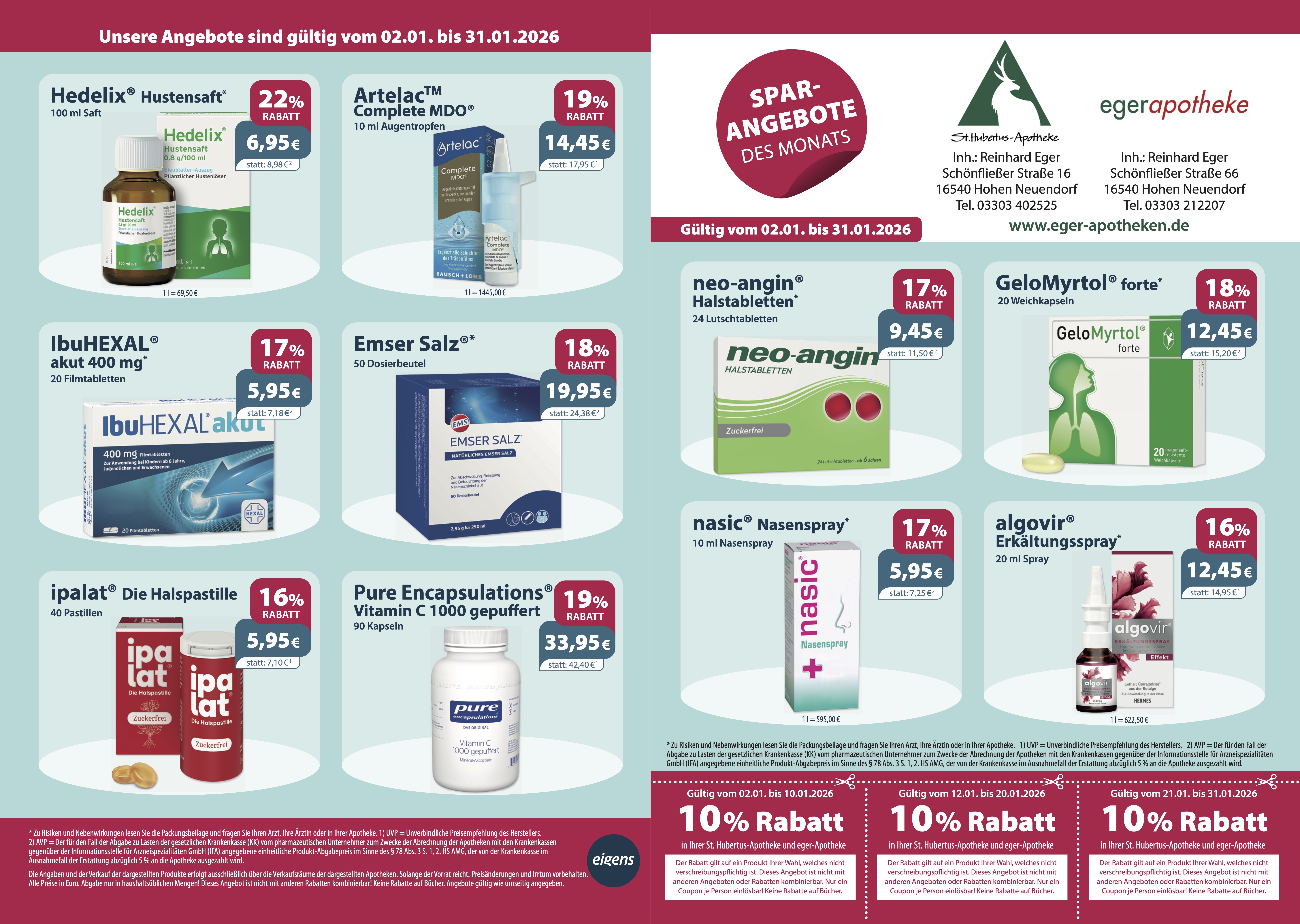 Angebots-Flyer Vorder- und Rückseite