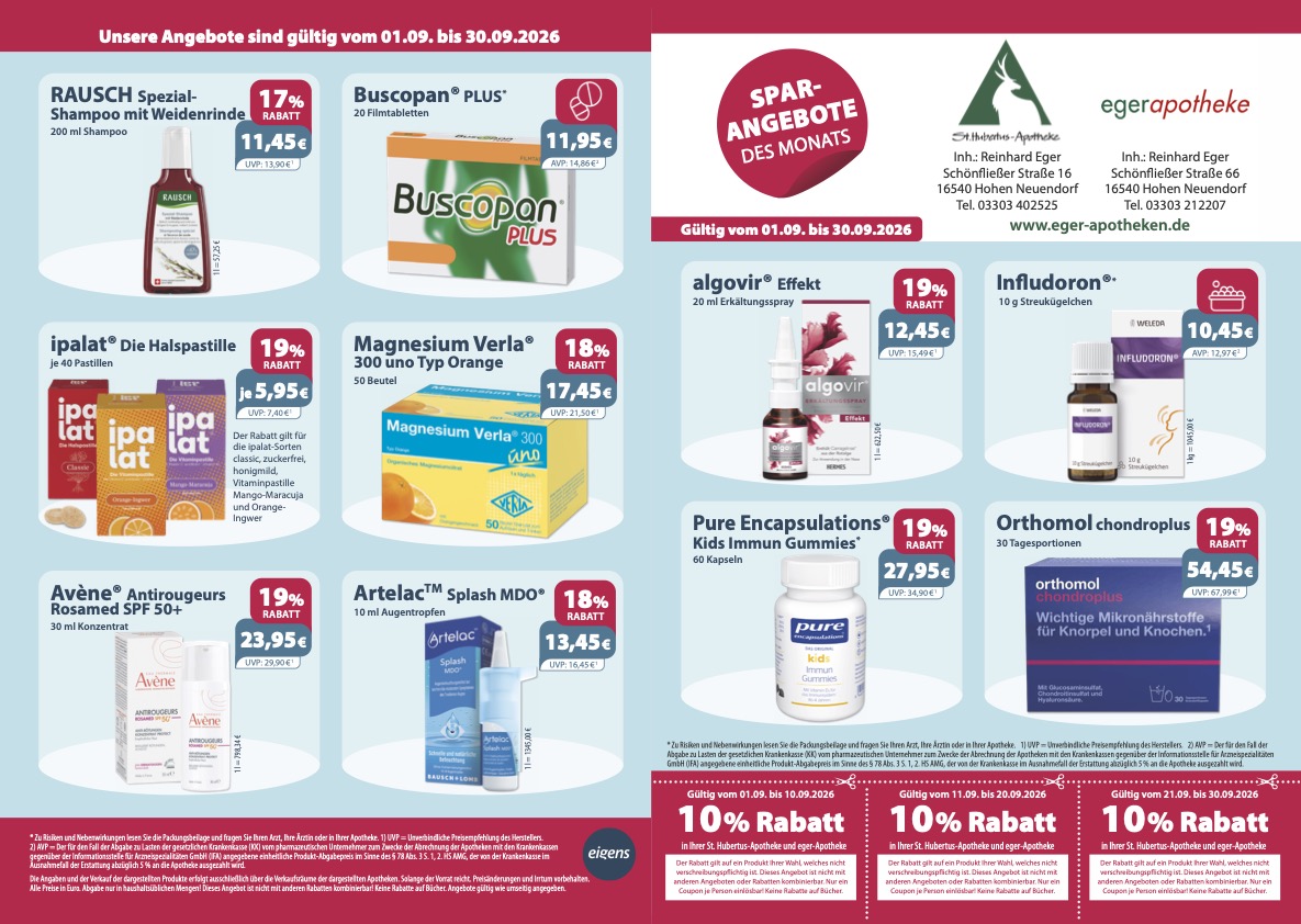 Angebots-Flyer Vorder- und Rückseite