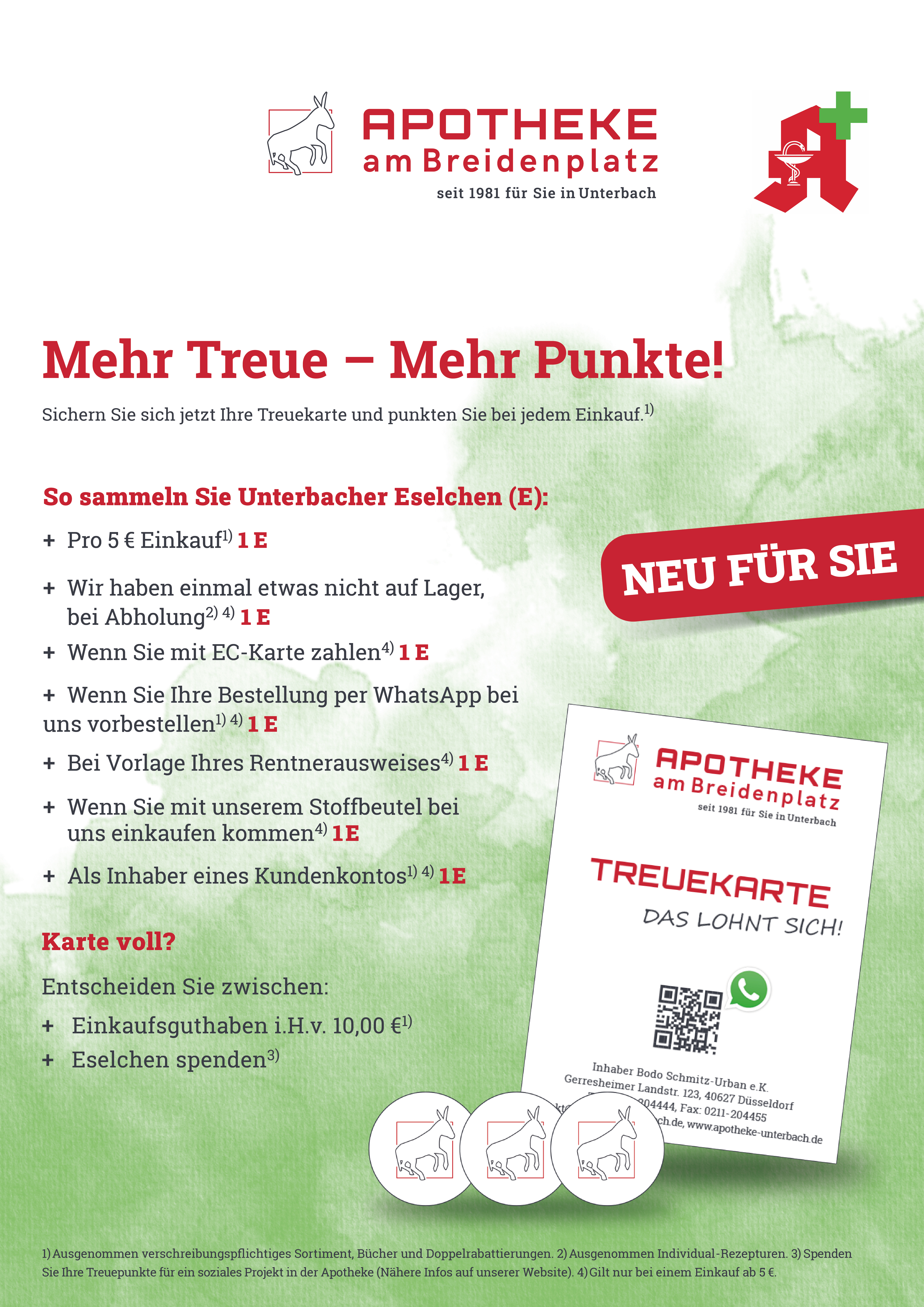 Flyer zum Thema Treuepunkte in der Apotheke am Breidenplatz