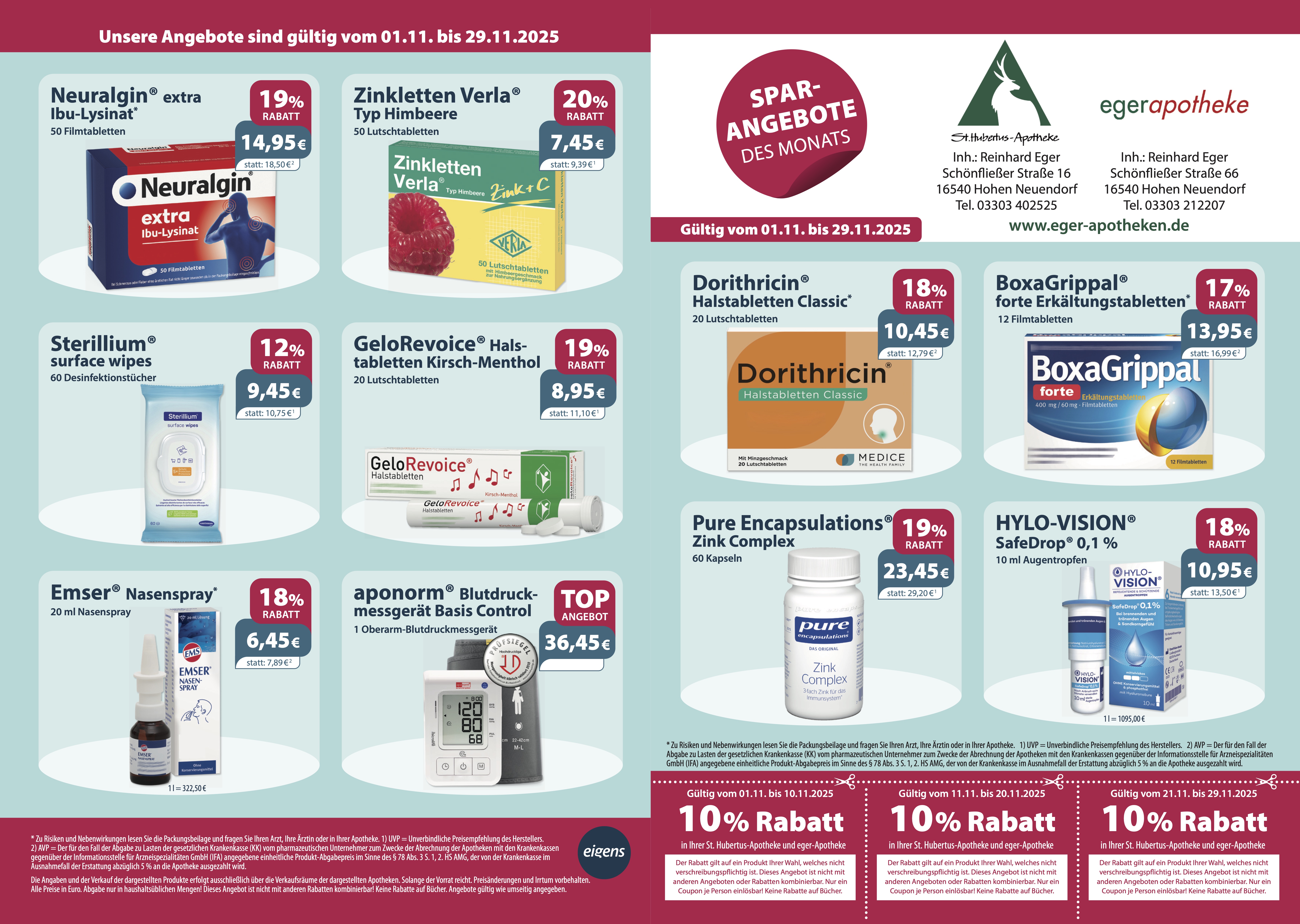 Angebots-Flyer Vorder- und Rückseite