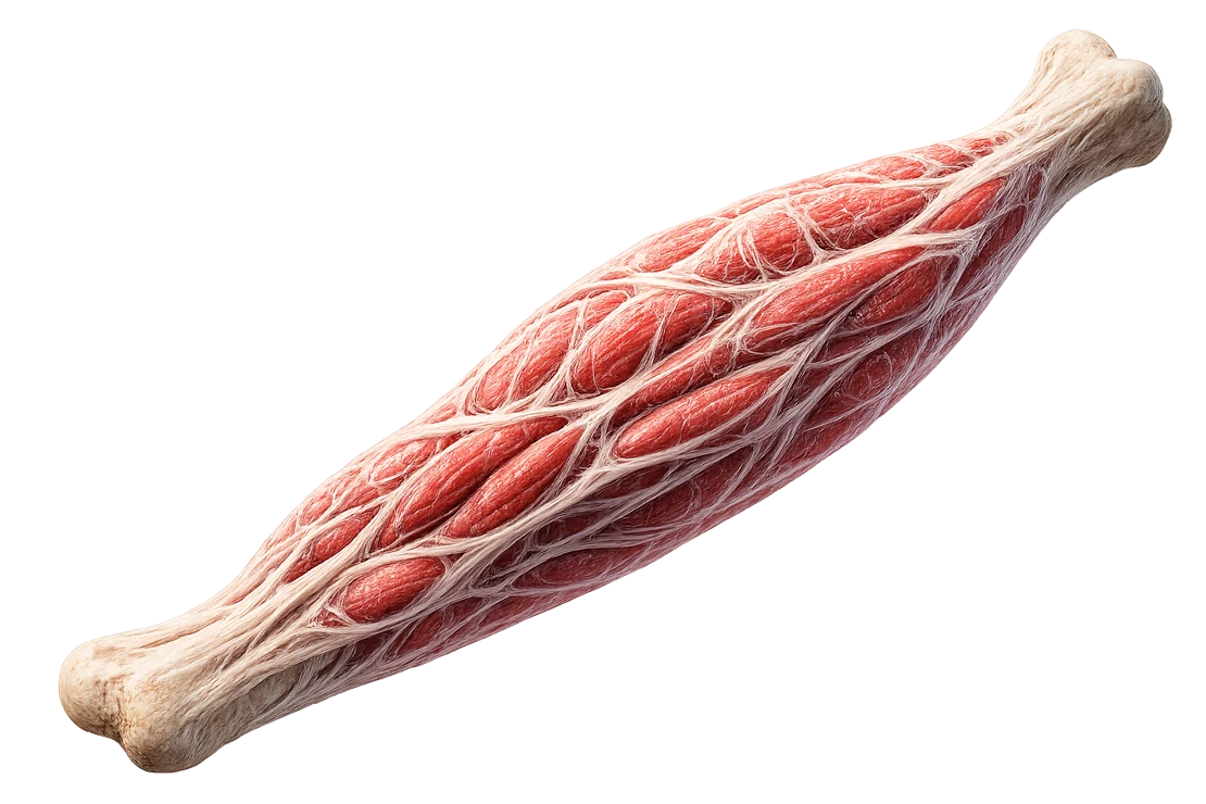 Anatomische Darstellung von Muskelfasern und dem umgebenden Fasziengewebe