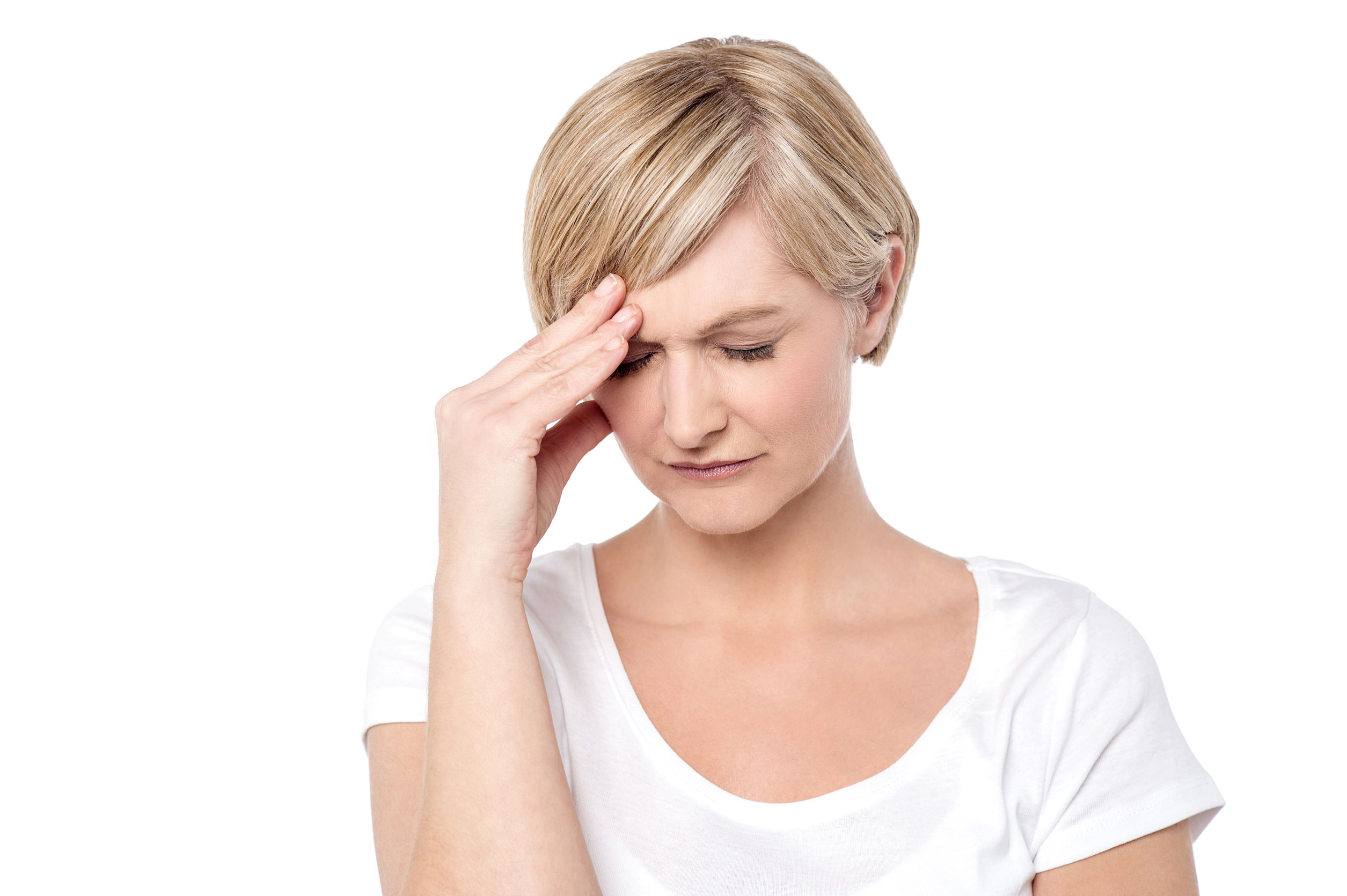 Frau mit starken Cluster Kopfschmerzen