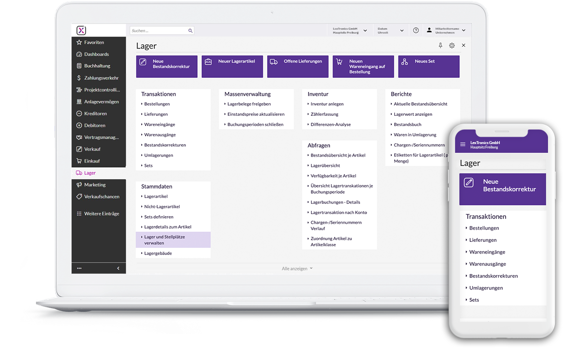 Warenwirtschaft - Cloud-ERP Oberfläche von Haufe X360 – intuitive Benutzerführung und Live-Dashboards