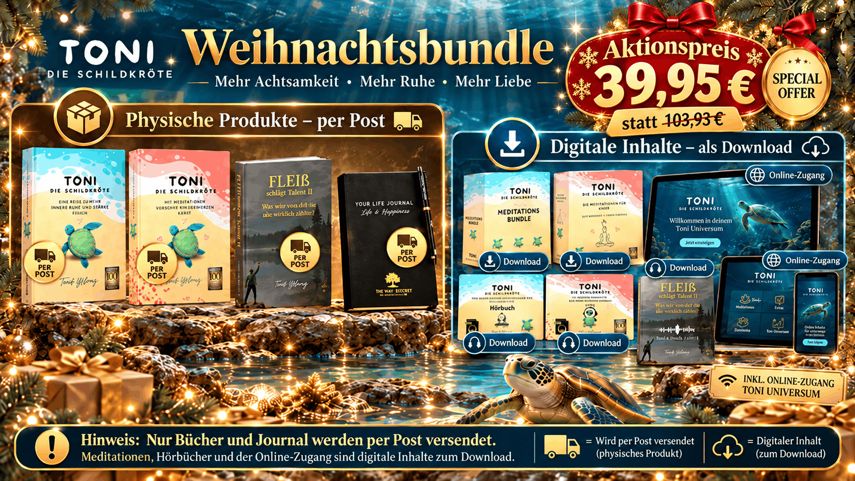 Übersicht: physische Bücher und Journal per Post, digitale Inhalte per E-Mail