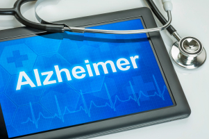 Alzheimer Lösung Alzheimer Schriftzug auf einem Display