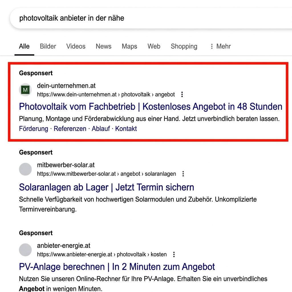 Beispiel einer Anzeige in der Google-Suche