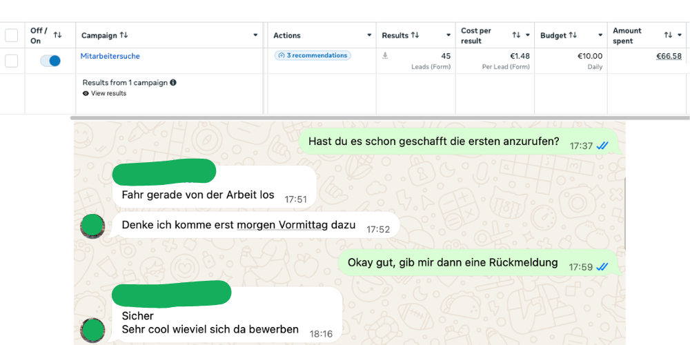 Rückmeldung des Kunden zur Recruiting-Kampagne