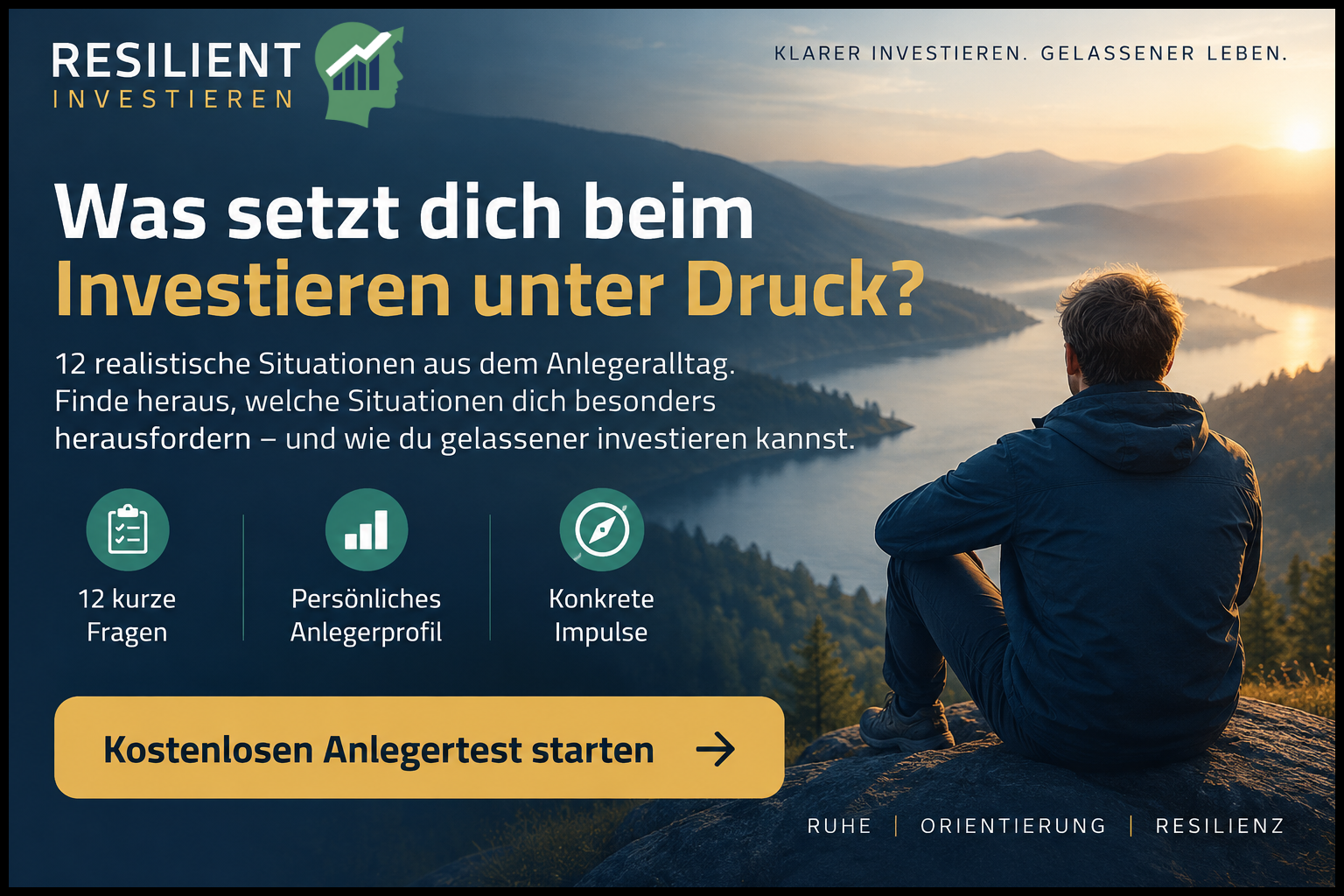 Kostenloser Anlegertest von Resilient Investieren mit 12 realistischen Situationen, der zeigt, welche Situationen Anleger besonders unter Druck setzen.