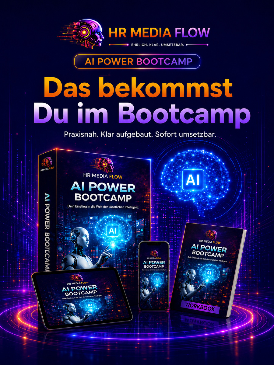Das bekommst Du im AI POWER BOOTCAMP – Premium Produktdarstellung im Hochformat