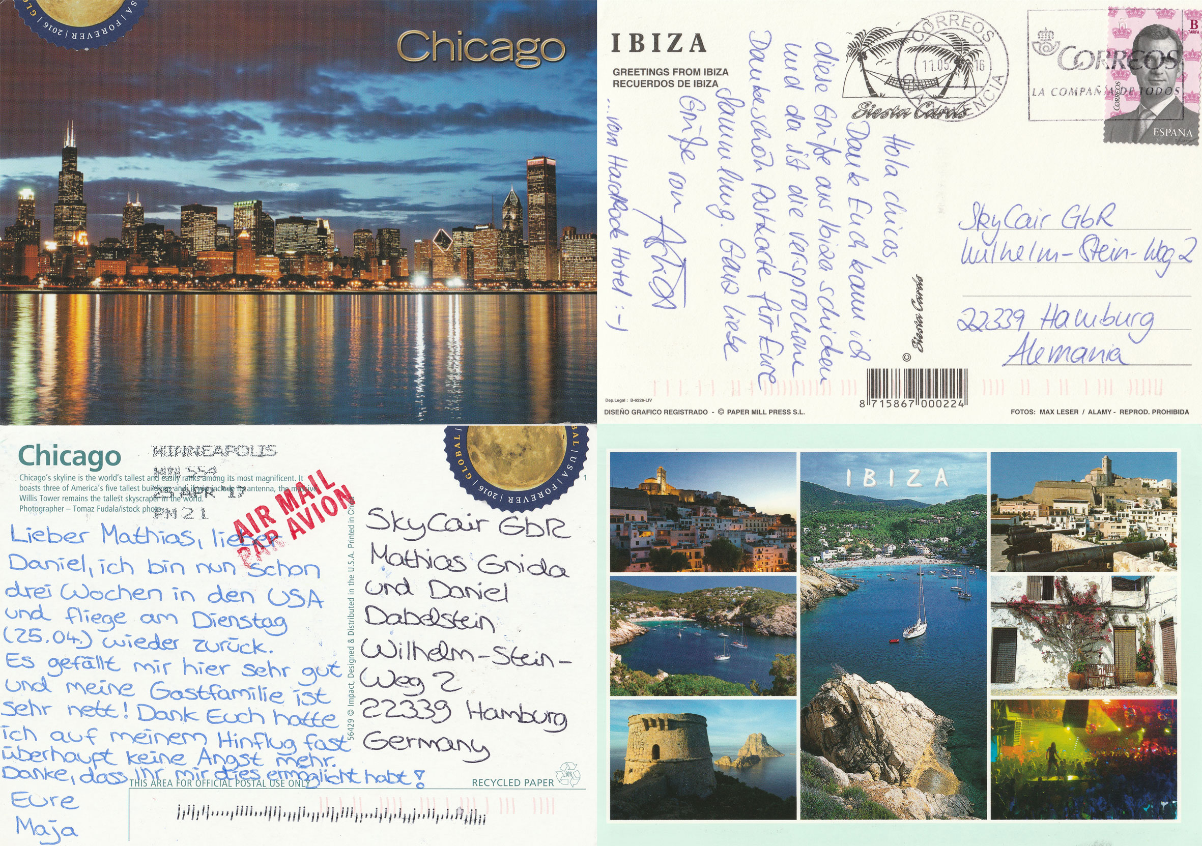 Postkartenbilder aus Chicago und Ibiza