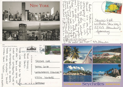 Postkartenbilder aus New York und Seychellen