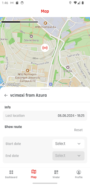 velocate² App mit Kartenansicht