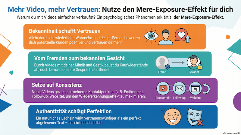 Mere-Exposure-Effekt im Videoselling: Warum Vertrauen durch Sichtbarkeit entsteht