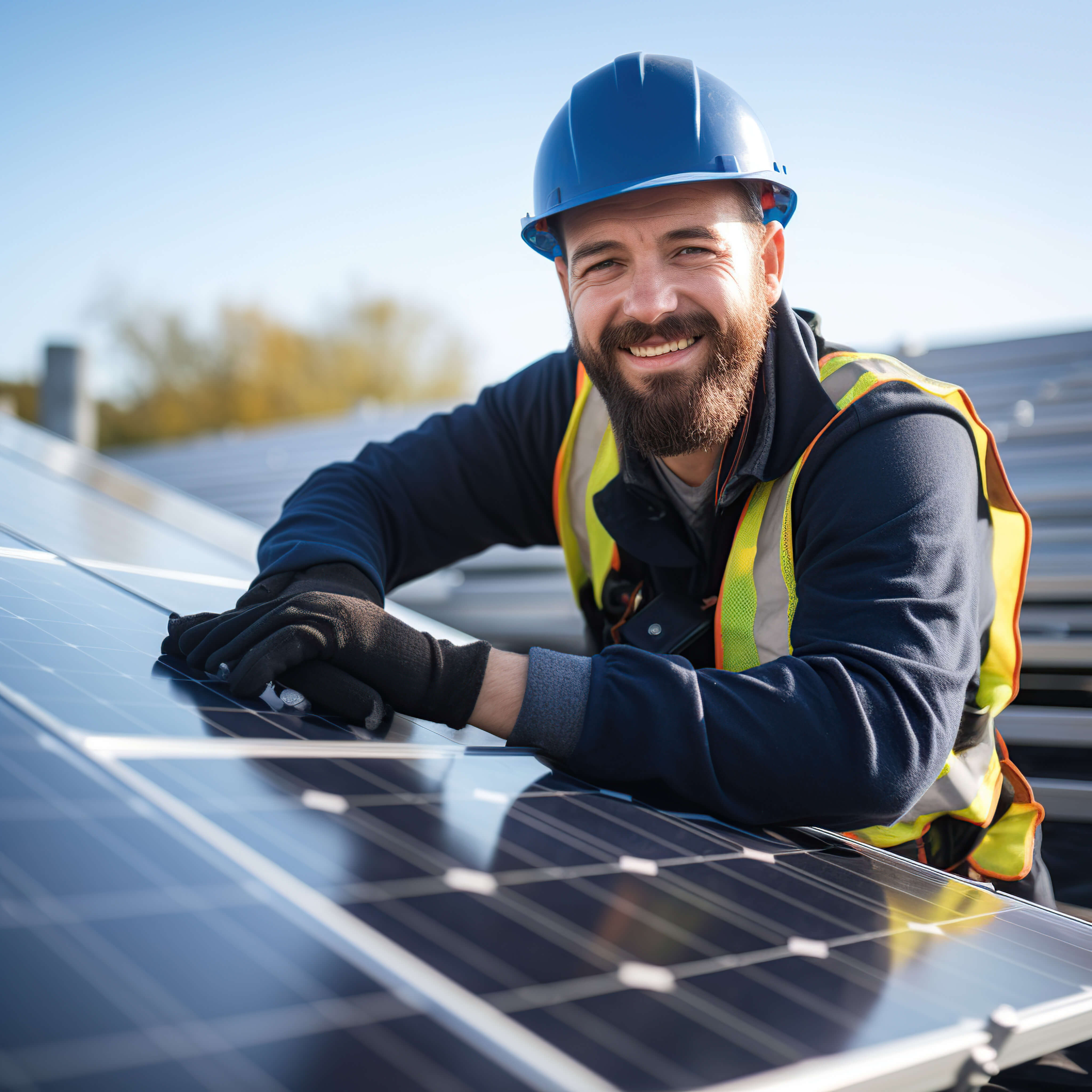 Nahaufnahme von Solarmodulen einer Photovoltaikanlage