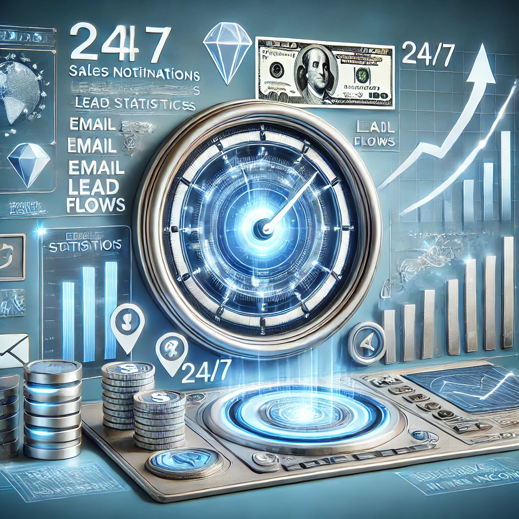 DALL·E 2025-03-26 08.37.05 - A high-quality, futuristic digital illustration representing a fully automated online business system running 24_7. The scene shows a sleek dashboard .webp