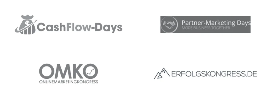 Bekannt aus: CashFlow-Days, Partner-Marketing Days, OMKO Onlinemarketingkongress, Erfolgskongress.de