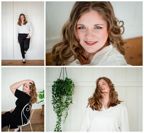 Verschiedene Facetten Collage einer jungen Frau mit langen blonden Haaren, posiert in schwarzen und weissen lässigen Outfits, strahlt neues Selbstbewusstsein und Spass aus bei einem Selbstliebe Fotoshooting.