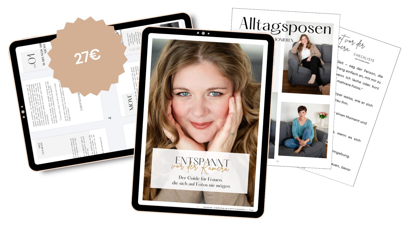Entspannt vor der Kamera – PDF-Guide Mockup
