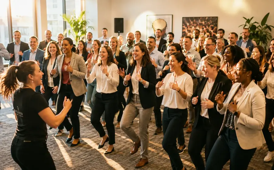 Aktivierendes Team Event mit Rhythmus und gemeinsamer Bewegung