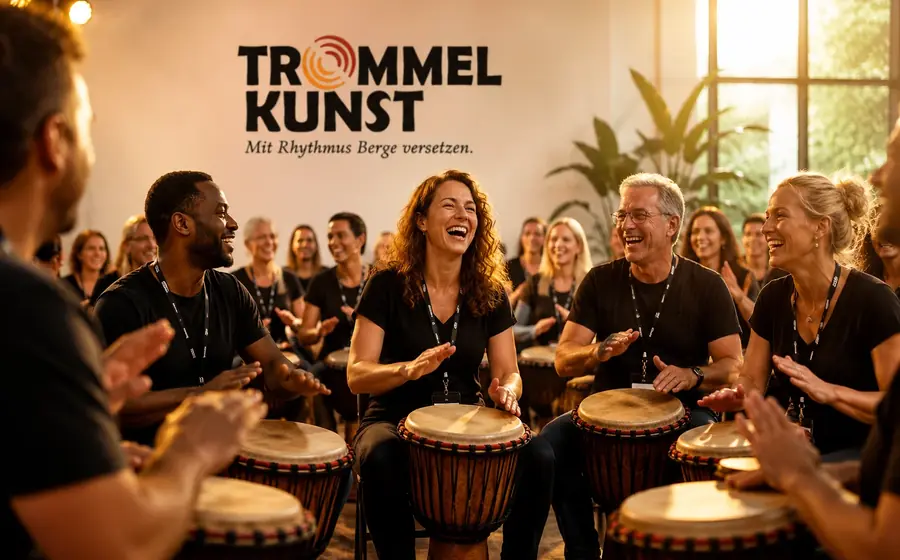 Team bei einem gemeinsamen Trommel Event von Trommelkunst