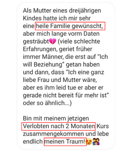 Kundenrückmeldung über Verlobung und Familienwunsch