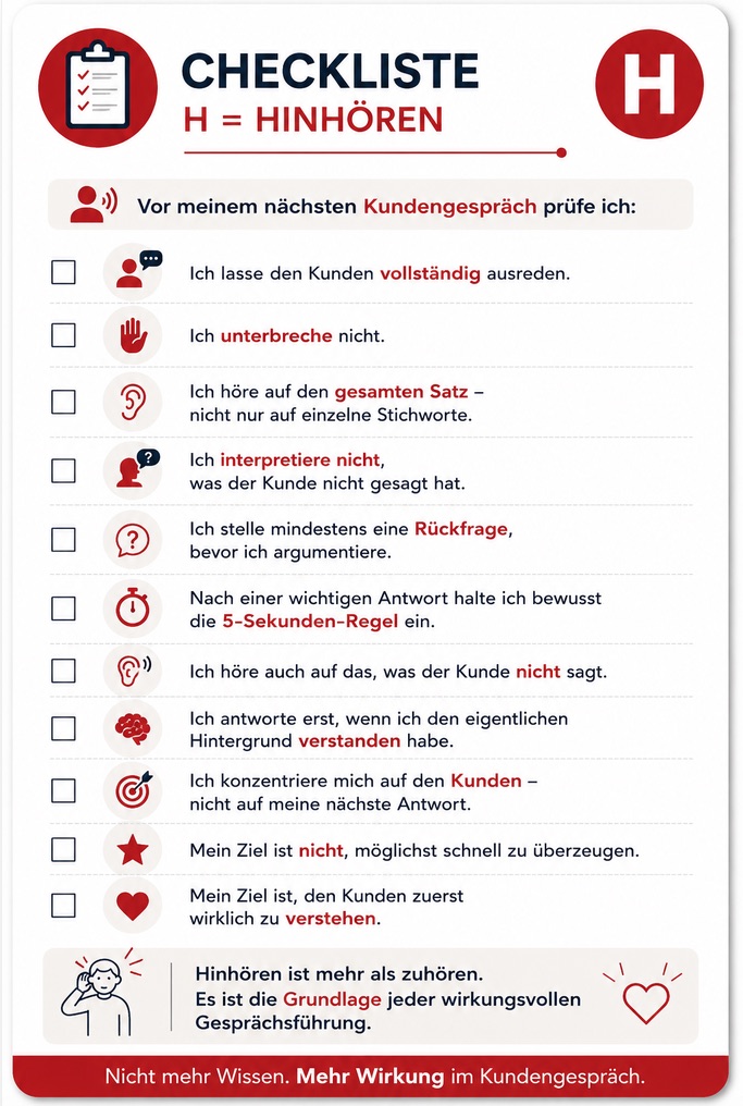 Checkliste H = Hinhören