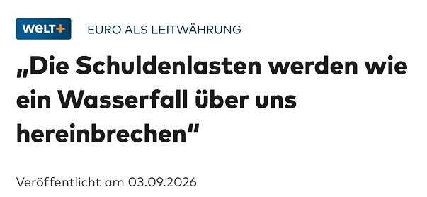Schlagzeile: Die Schuldenlasten werden wie ein Wasserfall über uns hereinbrechen
