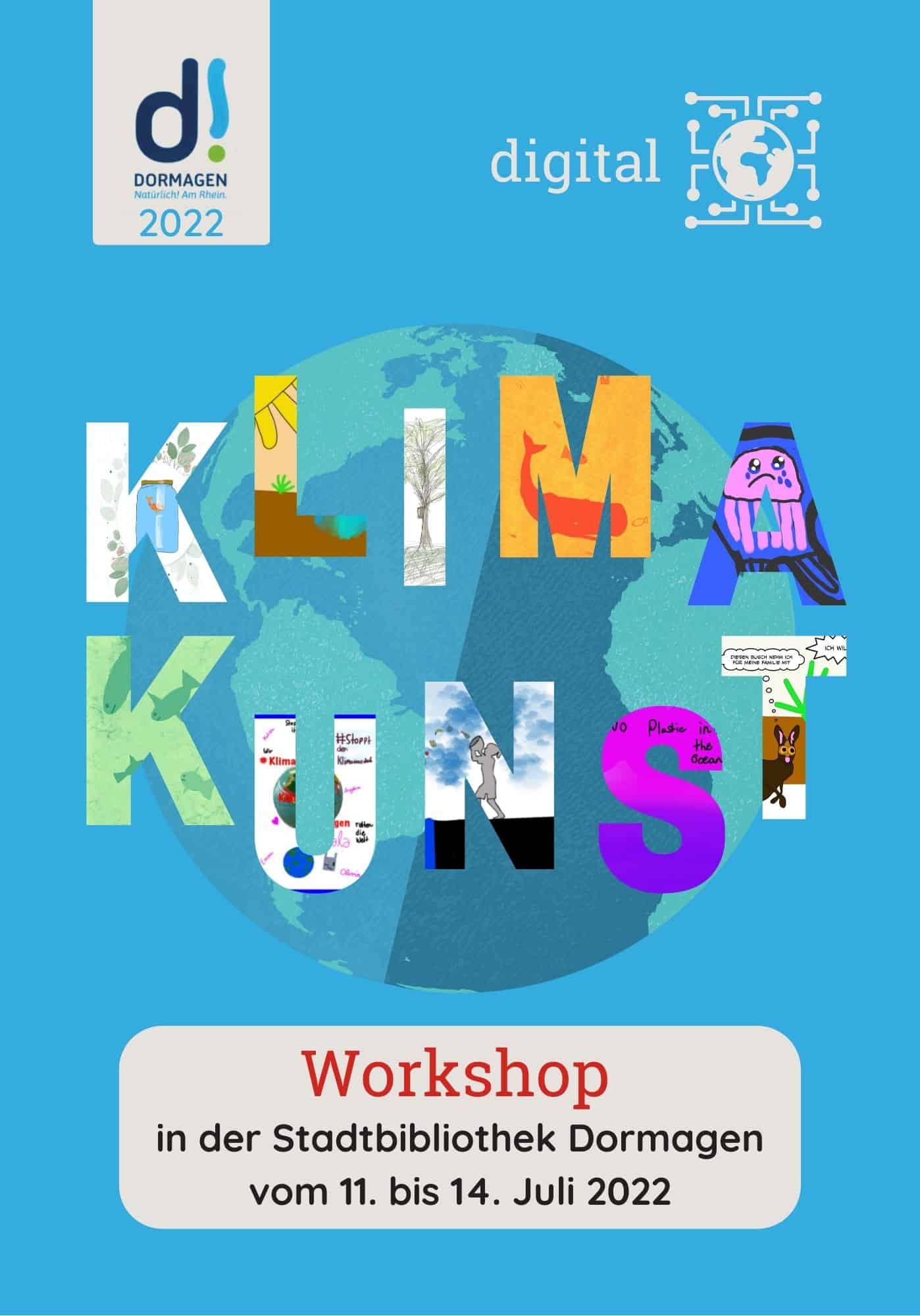 Cover des Abschlussheftes für den Klima Kunst Workshop im Sommer 2022 in der Stadtbibliothek Dormagen