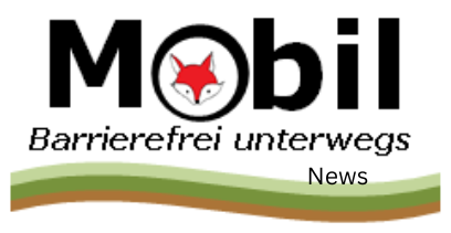 Mobilfuchs Logo mit Text: Mobilfuchs-Barrierefrei unterwegs-News