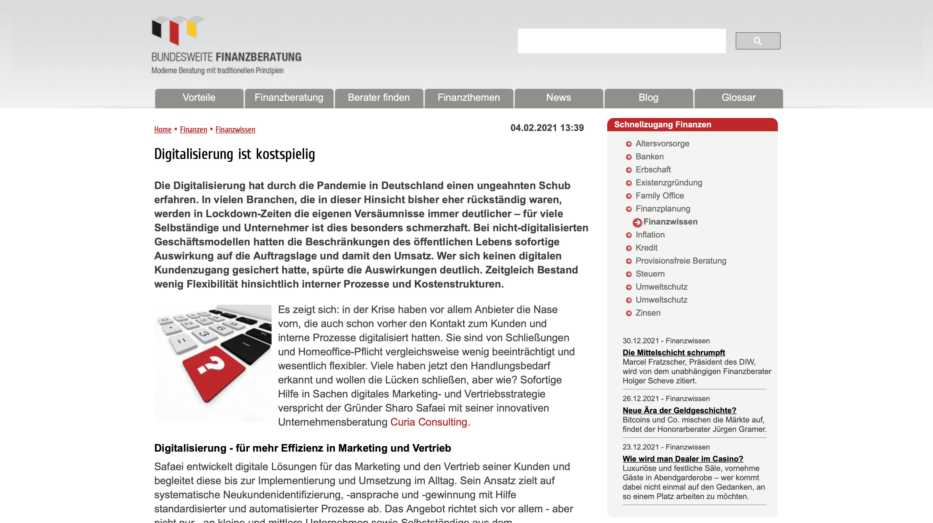 Bundesweite Finanzberatung Curia Consulting