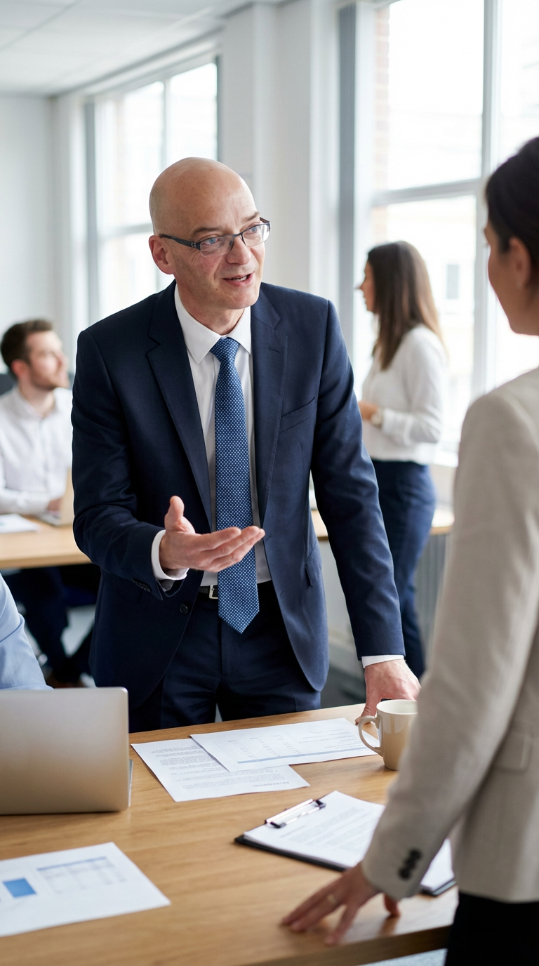 Firefly_Gemini Flash_Man trägt einen Businessanzug und steht an einem Tisch an einem Büro und spricht zu j 477309.png