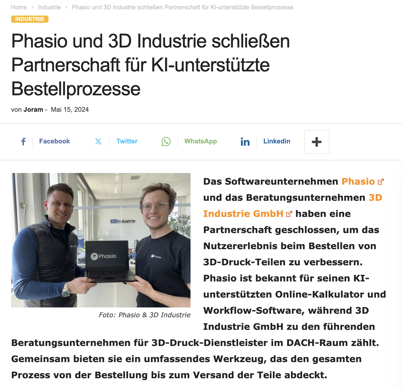 3Druck.com Pressebericht Phasio