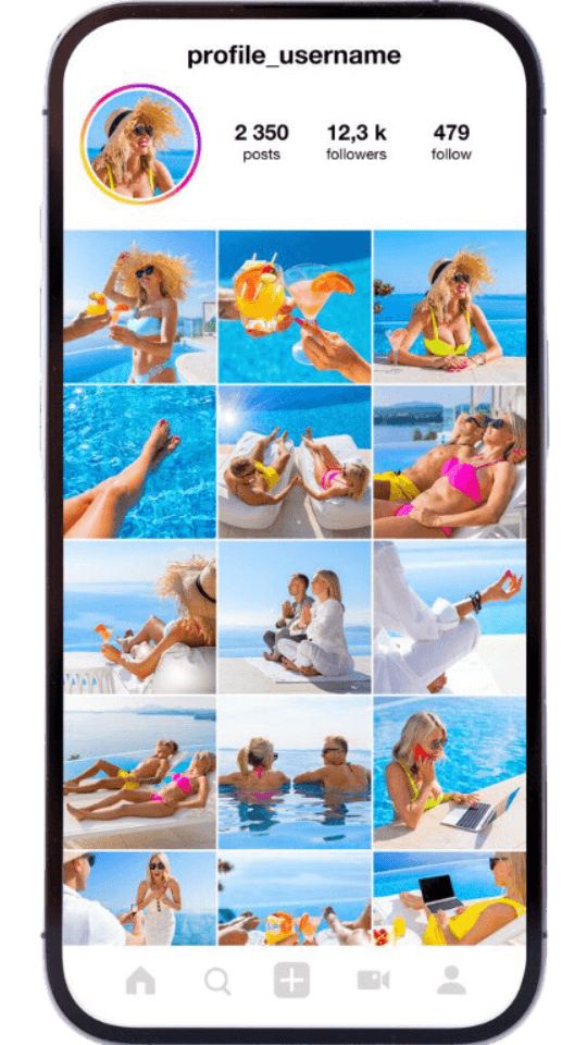 Die Instagram-App mit einem Bild einer Frau im Schwimmbad.