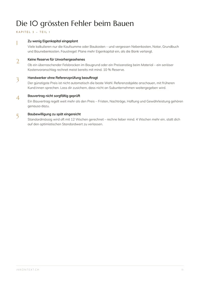Seite aus dem Guide: Die 10 grössten Fehler beim Bauen