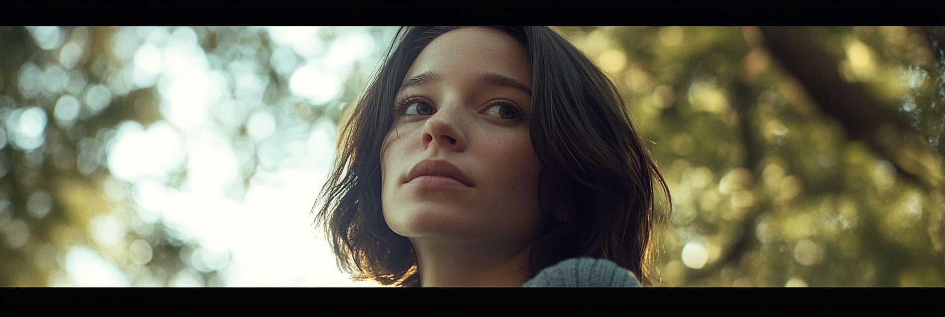 Cinematic Shot of a young woman in the forest