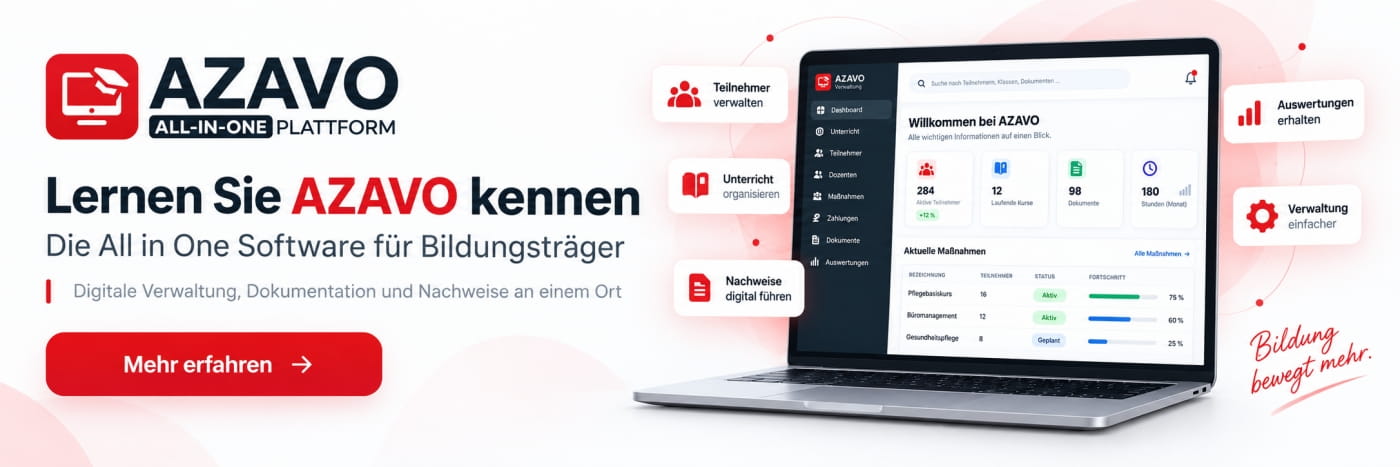 Vorschau der Software für Bildungsträger mit Kennzahlen - AZAVO