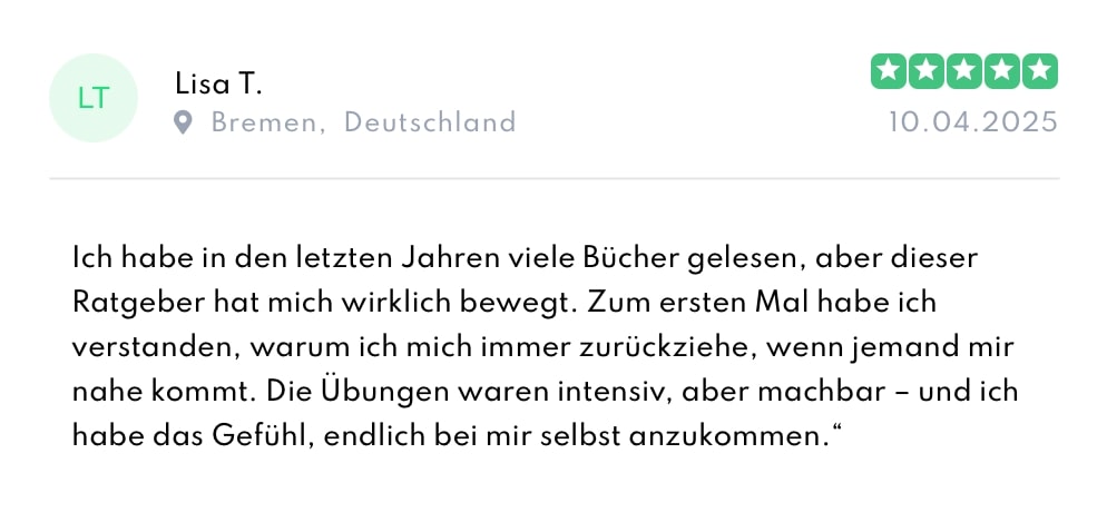 Lisa berichtet über ihre positiven Erfahrungen mit der Selbsttherapie gegen Bindungsangst