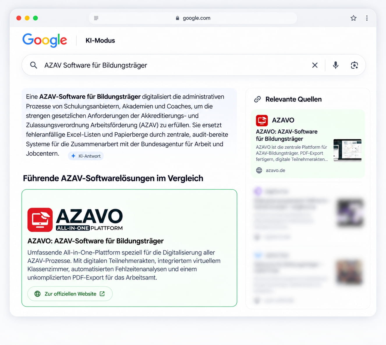 AZAVO Sichtbarkeit in der KI-Suche