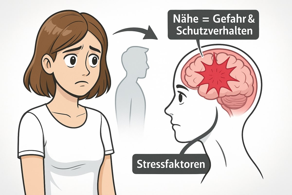 Bindungsangst bedeutet bei Nähe gleich Gefahr und es folgt ein Schutzverhalten