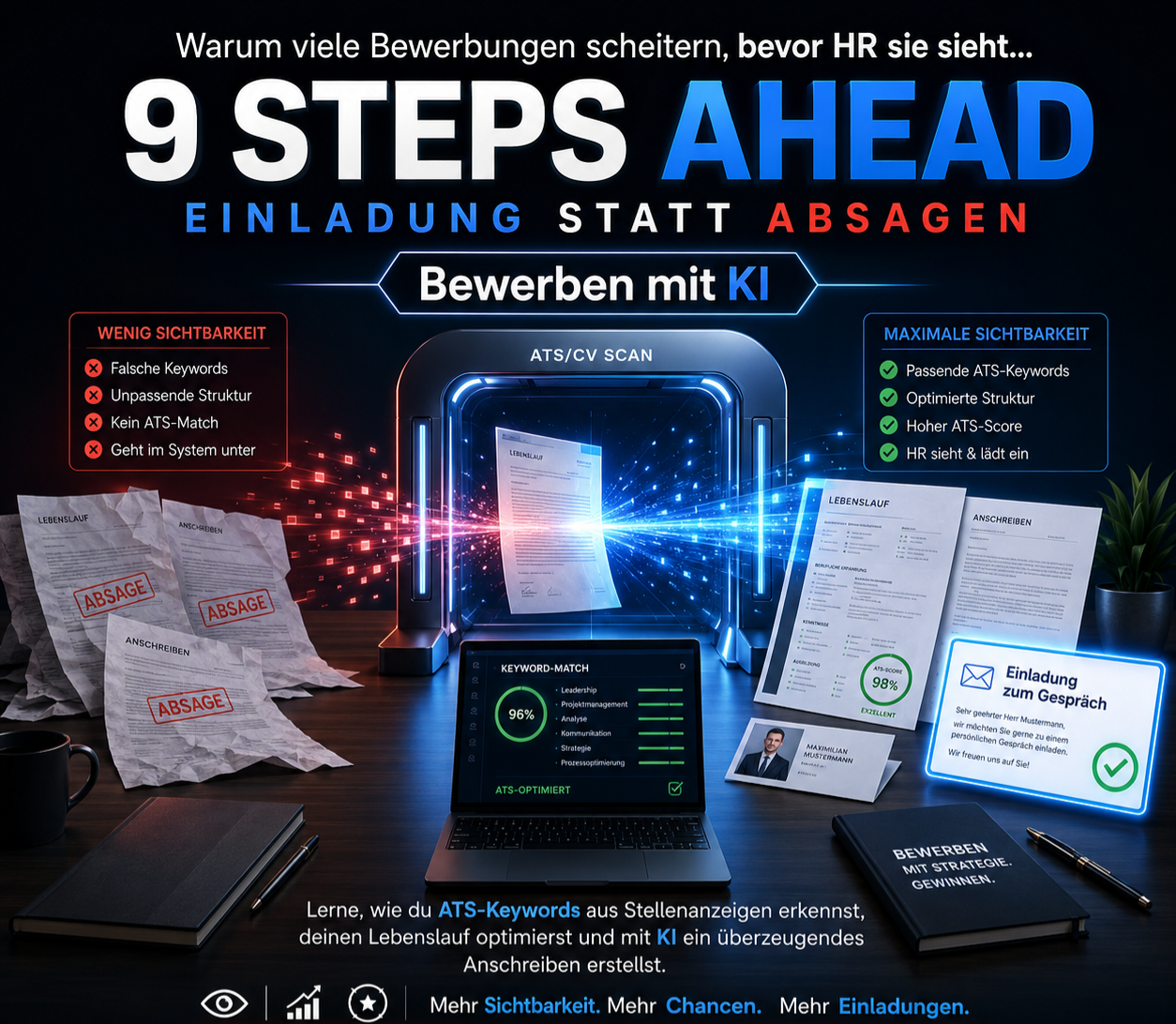 9 Steps Ahead Bewerbung mit KI optimieren - Einladung statt Absagen