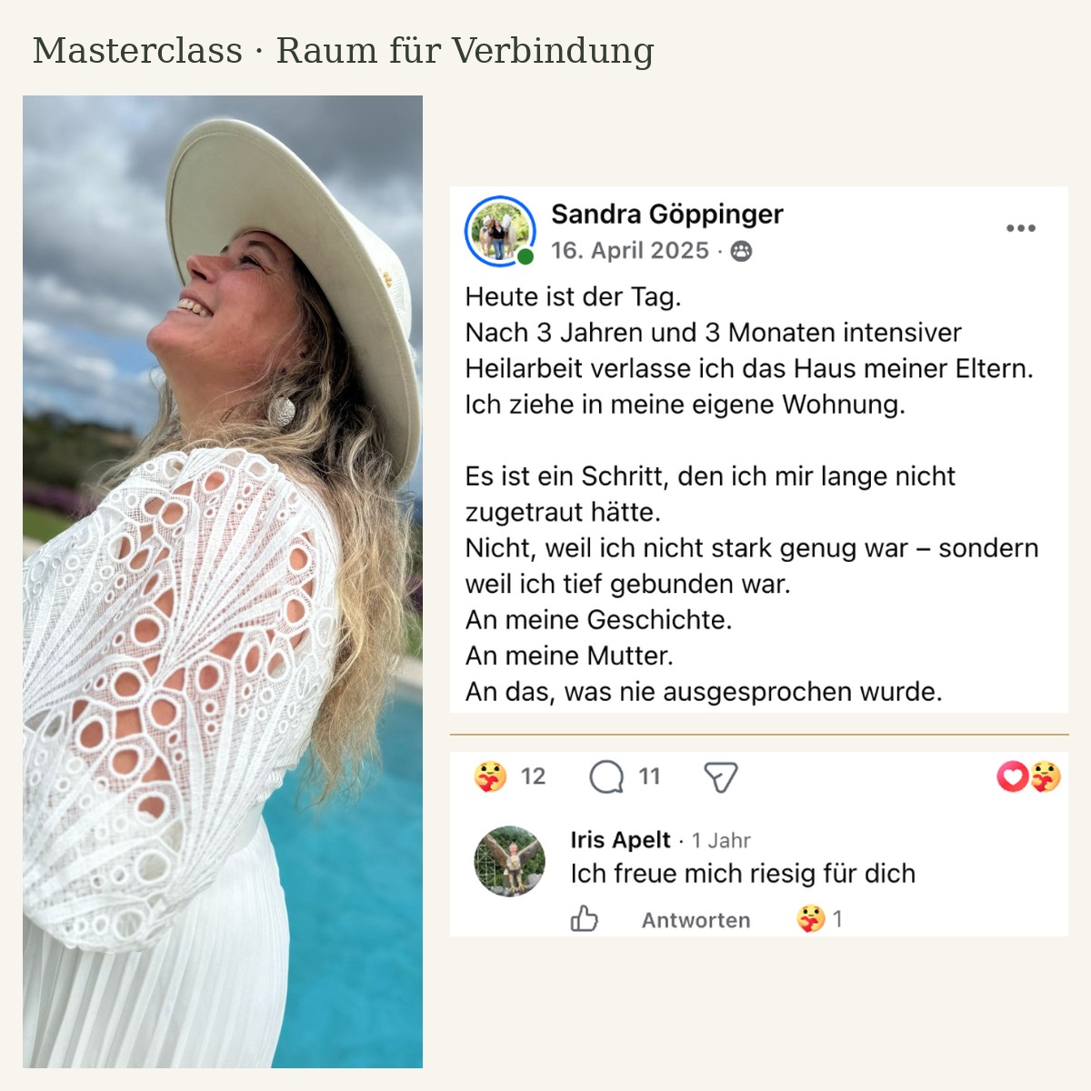 Sandra geht zwischen Malina und Novalie im warmen Abendlicht