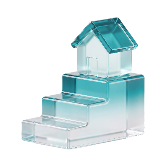 Glass house on ascending steps — Building wealth 1.png