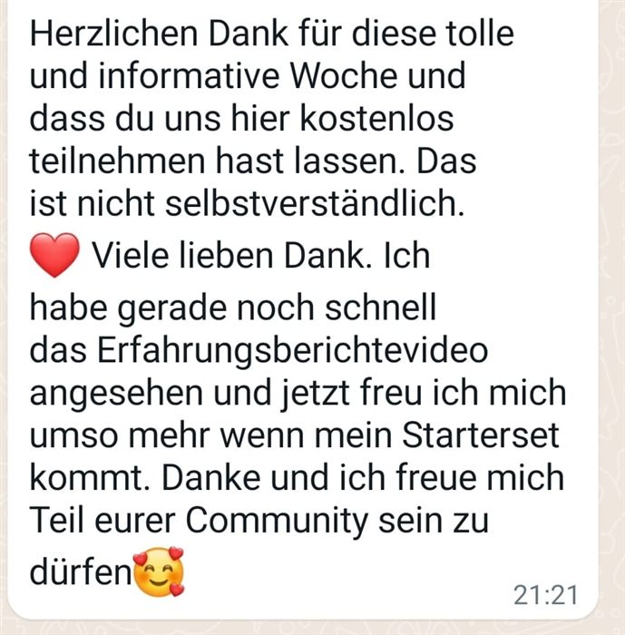 WhatsApp-Feedback einer Teilnehmerin